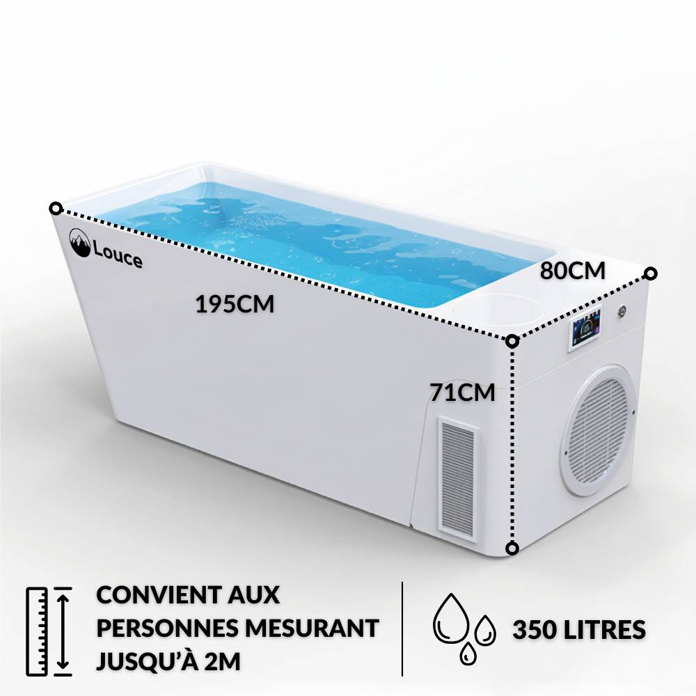 bain de cryothérapie blanc dimensions