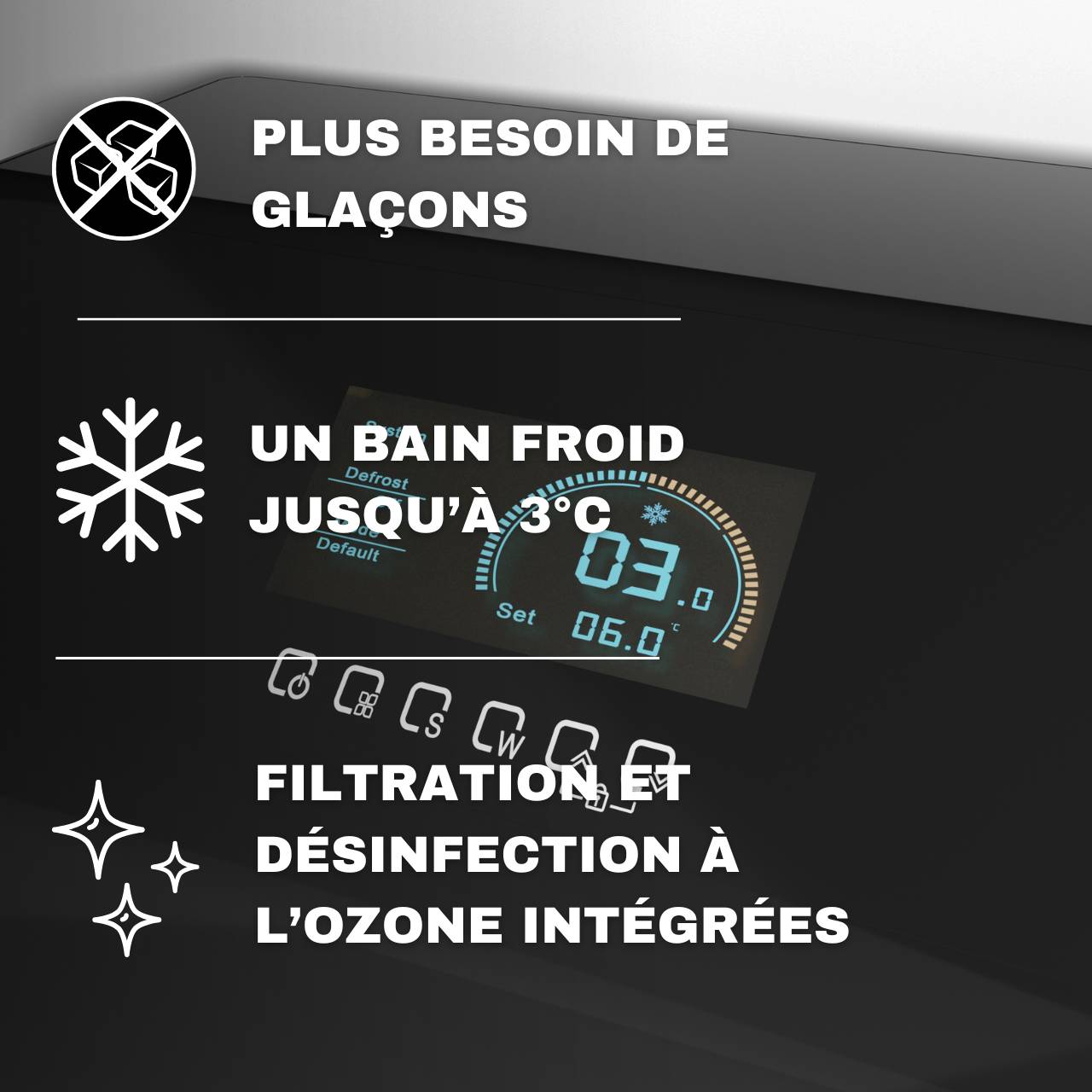 bain froid électrique jusqu'à 3 degrès